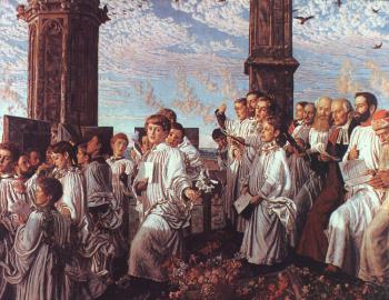 William Holman Hunt : May Morning on Magdalen Tower Oxford